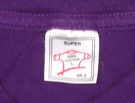 Super Men's Purple Graphic T-Shirt L Motorcycle Style
