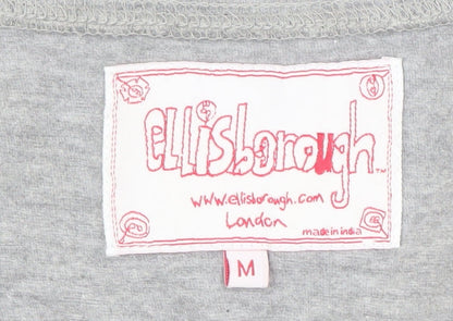 Ellisborough Women's Grey T-Shirt, Size M, Button Accent