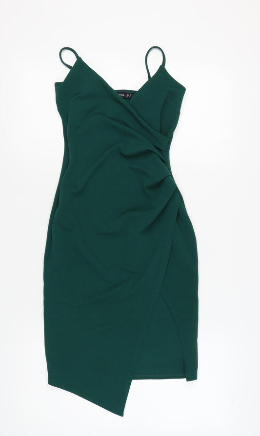 PrettyLittleThing Women Green Bodycon Midi Dress