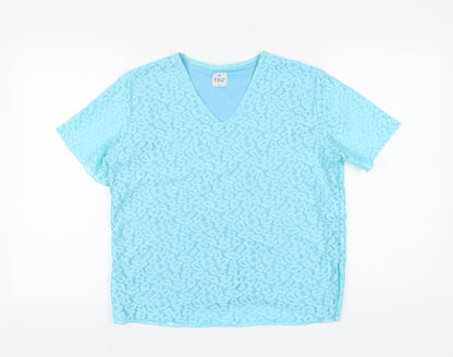 Womens UK Size 14 TIGI Blue Basic T-Shirt