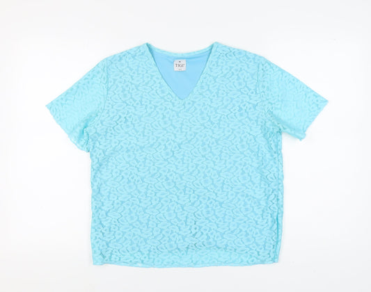 Womens UK Size 14 TIGI Blue Basic T-Shirt