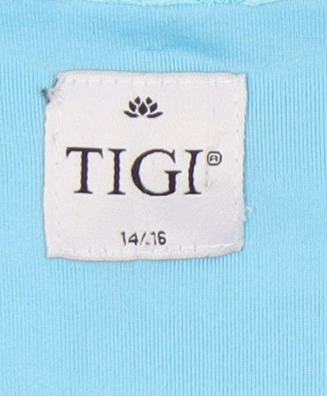 Womens UK Size 14 TIGI Blue Basic T-Shirt