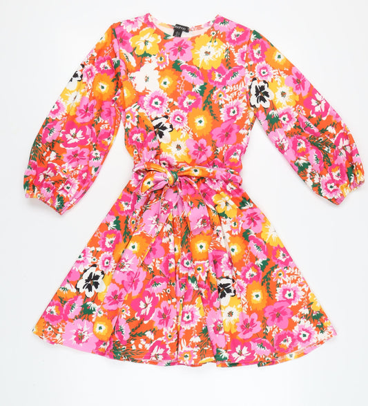 Boohoo Women’s Floral A-Line Dress, Size 8, Multicoloured