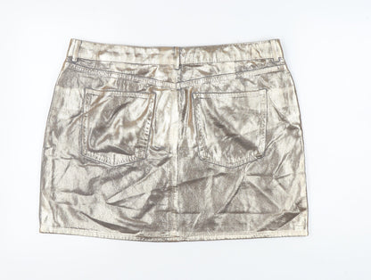 Marks and Spencer Women's Gold Mini Denim Skirt, Size 20