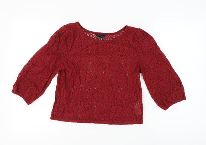 New Look Women's Red Lace Blouse, Size 12
