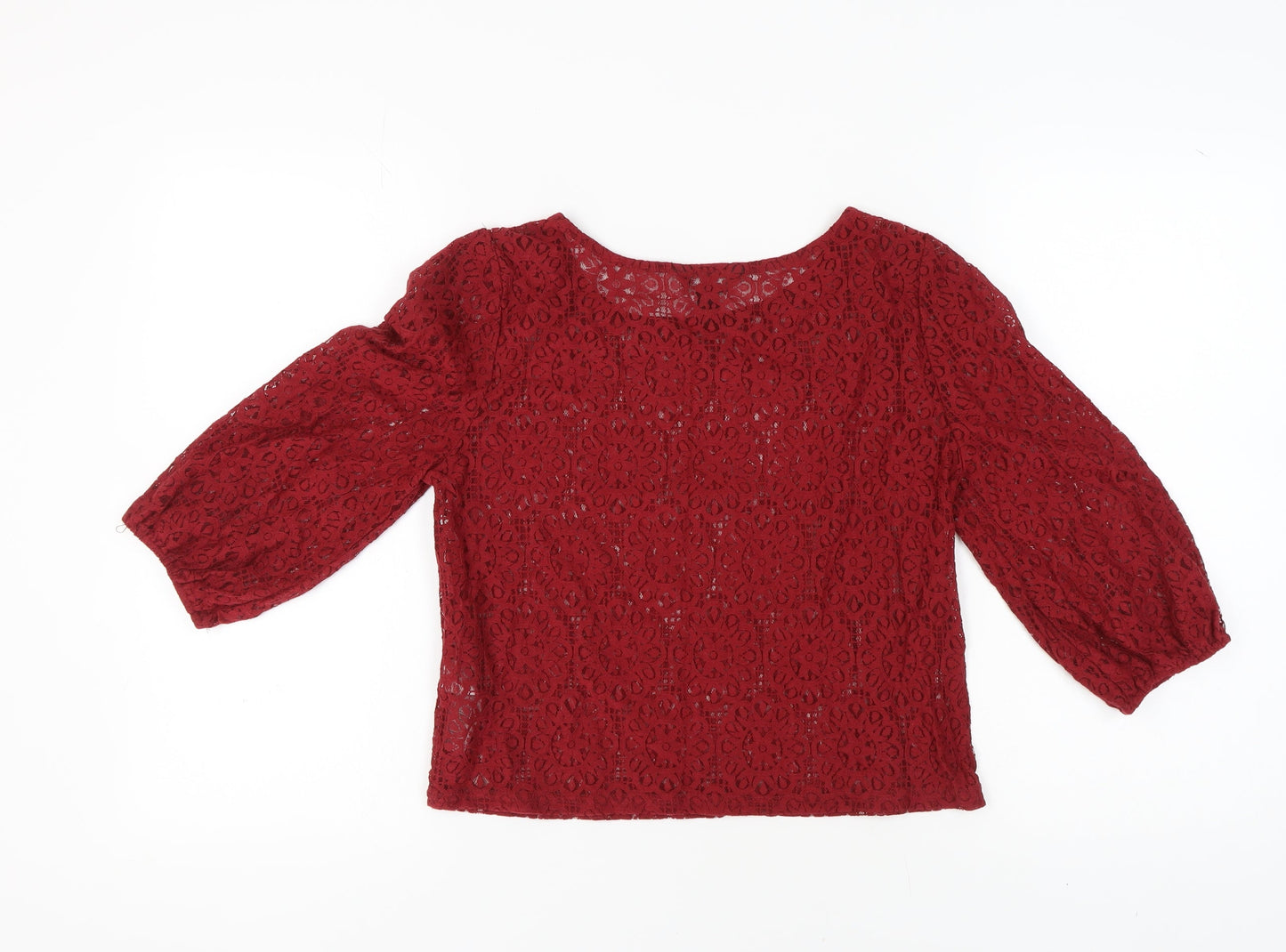 New Look Women's Red Lace Blouse, Size 12