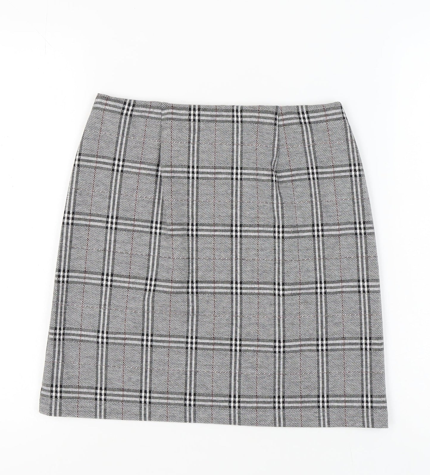 Marks & Spencer Women's Grey Check Pencil Skirt Size 8