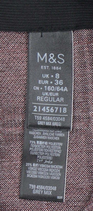 Marks & Spencer Women's Grey Check Pencil Skirt Size 8