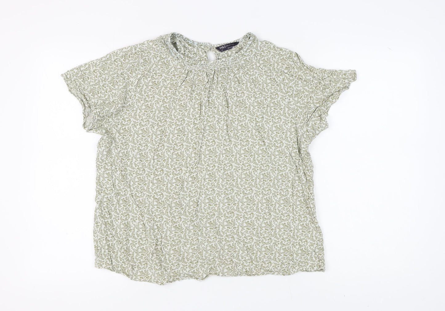 Womens UK Size 14 Marks and Spencer Green Basic Blouse