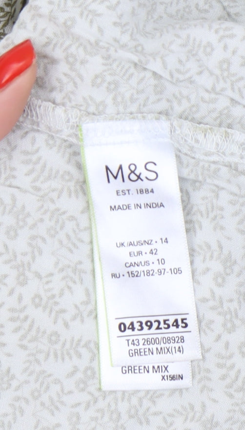 Womens UK Size 14 Marks and Spencer Green Basic Blouse
