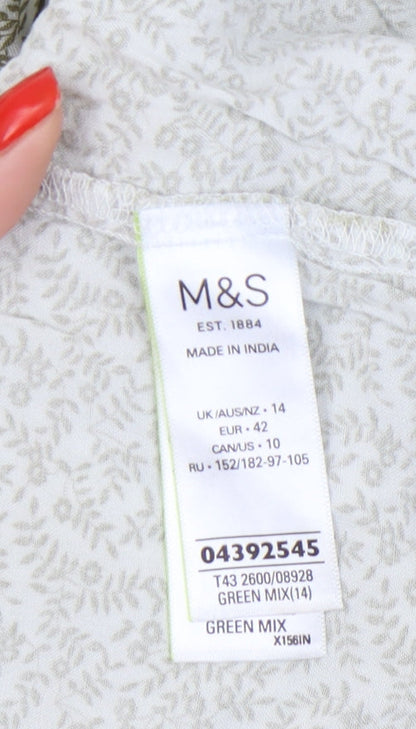 Womens UK Size 14 Marks and Spencer Green Basic Blouse
