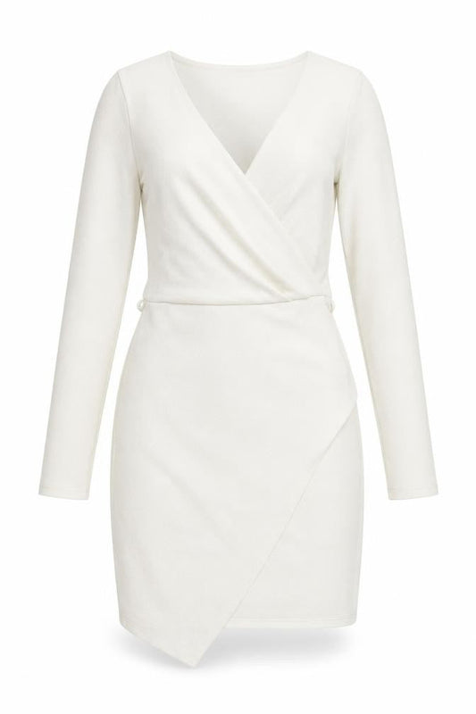 Front view of Miss Selfridge Women's White Wrap Dress, size 4