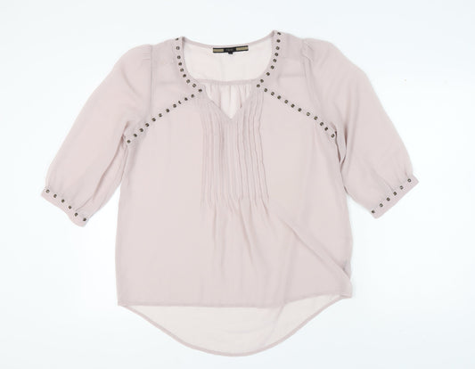 Womens UK Size 14 NEXT Beige Basic Blouse