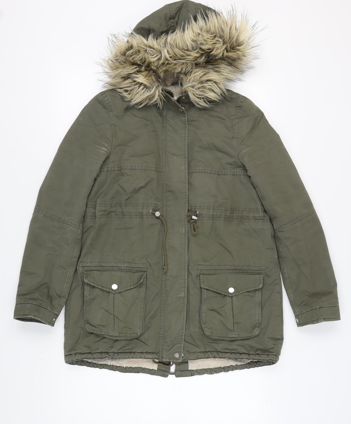 Womens UK Size XS H&M Green Parka Coat