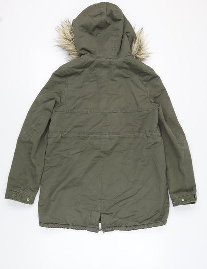 Womens UK Size XS H&M Green Parka Coat