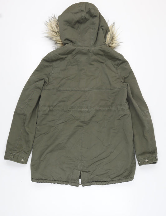 Womens UK Size XS H&M Green Parka Coat