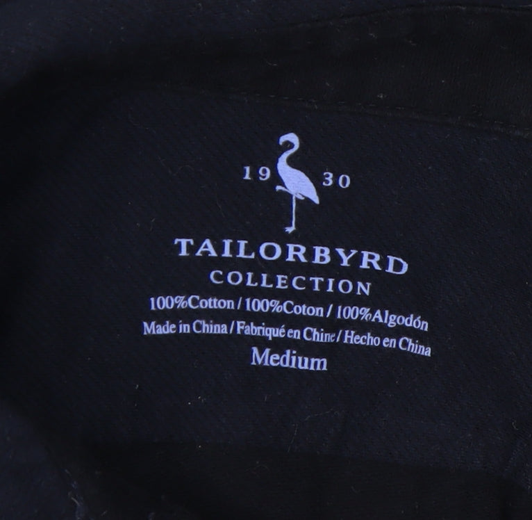 Tailorbyrd Men's Black Long Sleeve Button-Up Shirt M