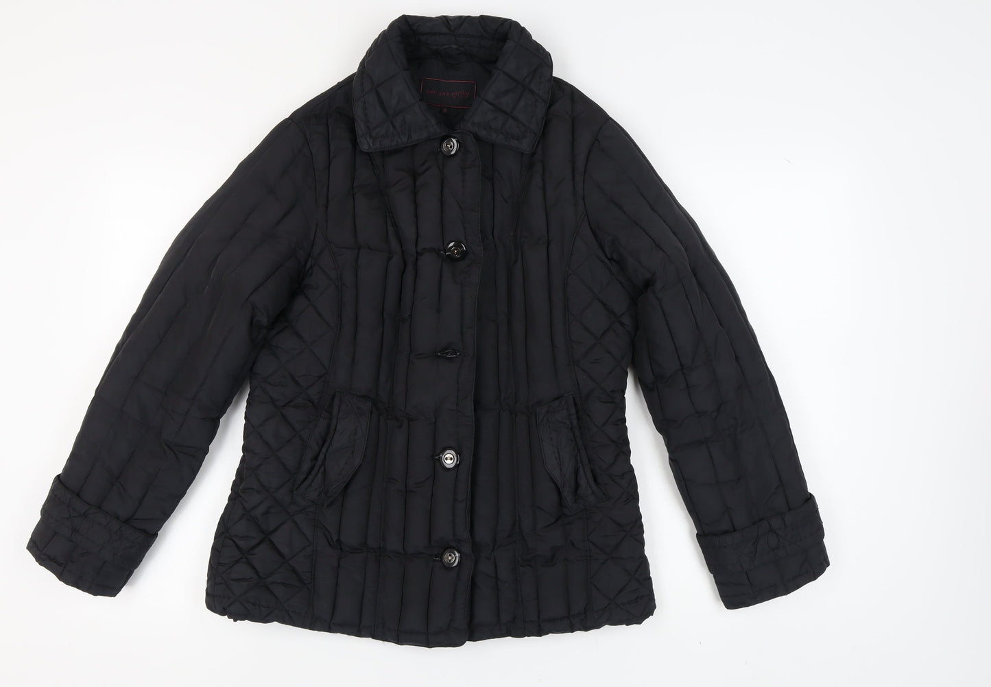 Womens UK Size M Marks and Spencer Black Quilted Coat
