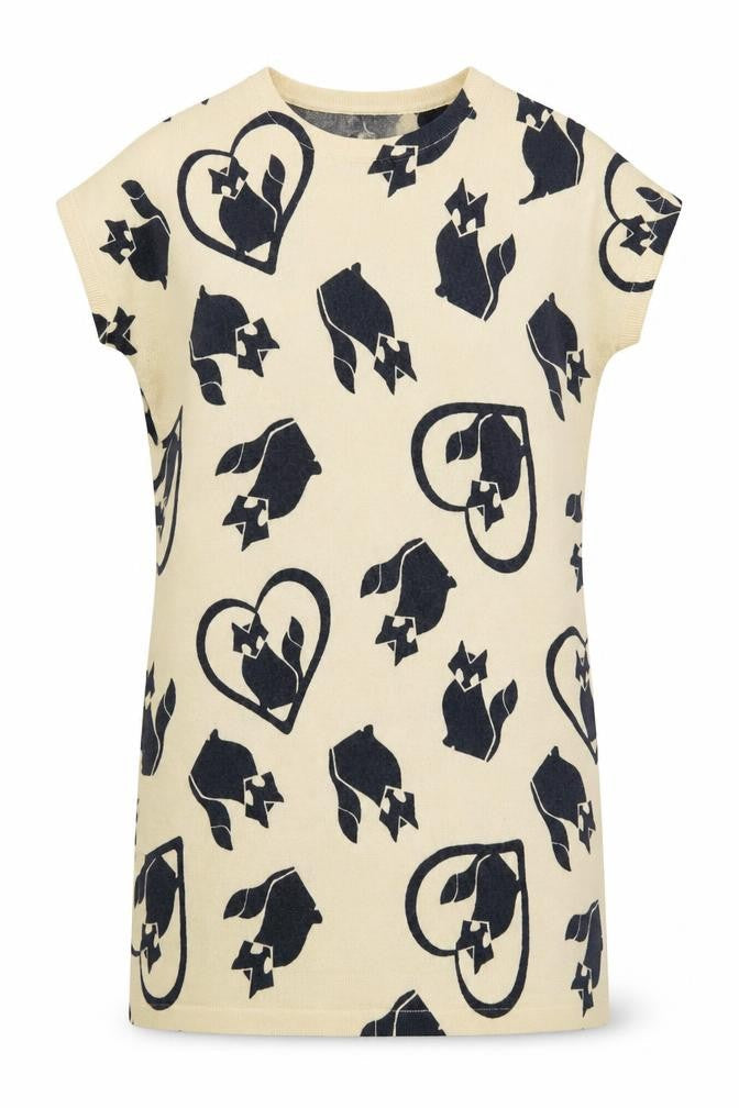 Front view of River Island Beige Animal Print T-Shirt Dress Teens, size 14