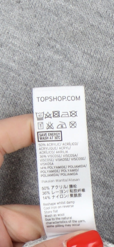 Womens UK Size 12 Topshop Grey Pullover Jumper