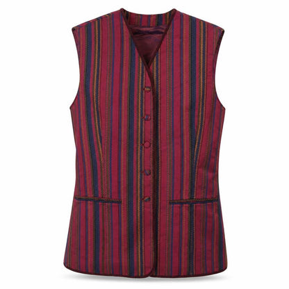 Front view of OuiSet Women's Multicoloured Striped Waistcoat, size 10