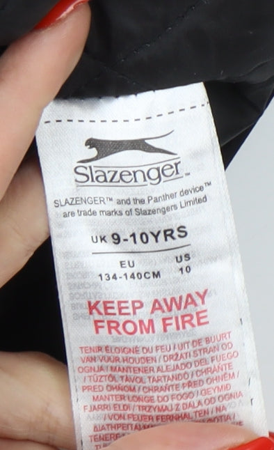 Slazenger Boys Black Hooded Winter Jacket 9-10 Years