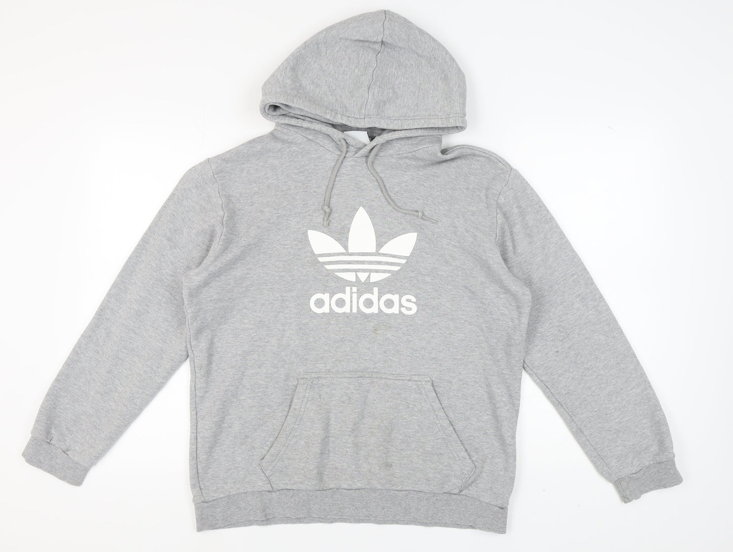 Adidas Grey M Unisex Pullover Hoodie - Sports Logo Style