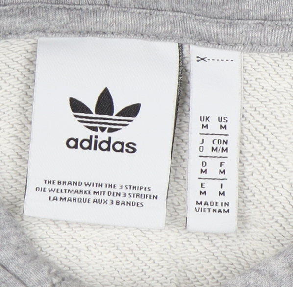 Adidas Grey M Unisex Pullover Hoodie - Sports Logo Style