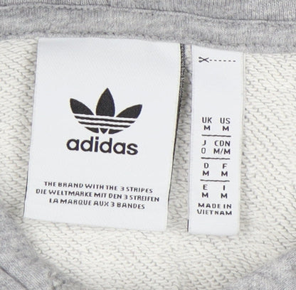 Adidas Grey M Unisex Pullover Hoodie - Sports Logo Style