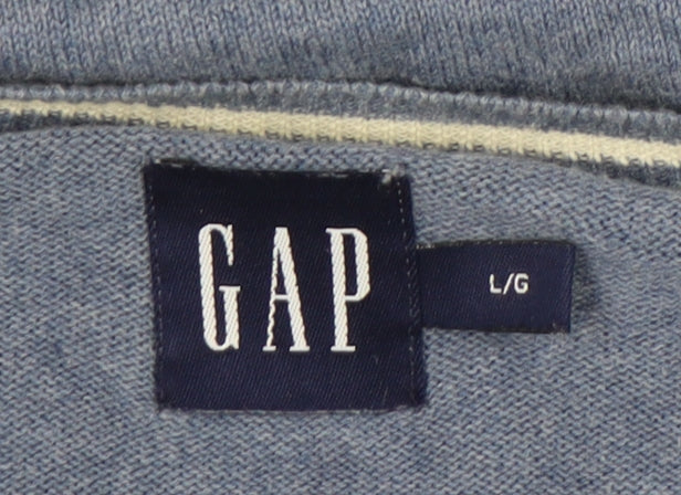 GAP Men's Blue V-Neck Pullover Jumper L