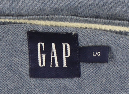 GAP Men's Blue V-Neck Pullover Jumper L