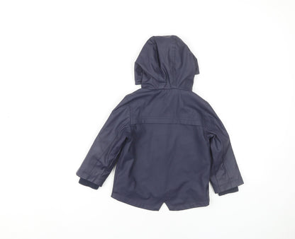 Marks & Spencer Boys Blue Parka Coat 2 Years Hooded