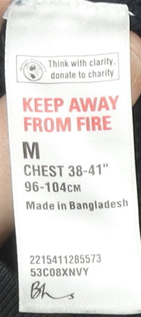 BHS Men's Black Pullover Jumper, M, Cable-Knit, High Neck