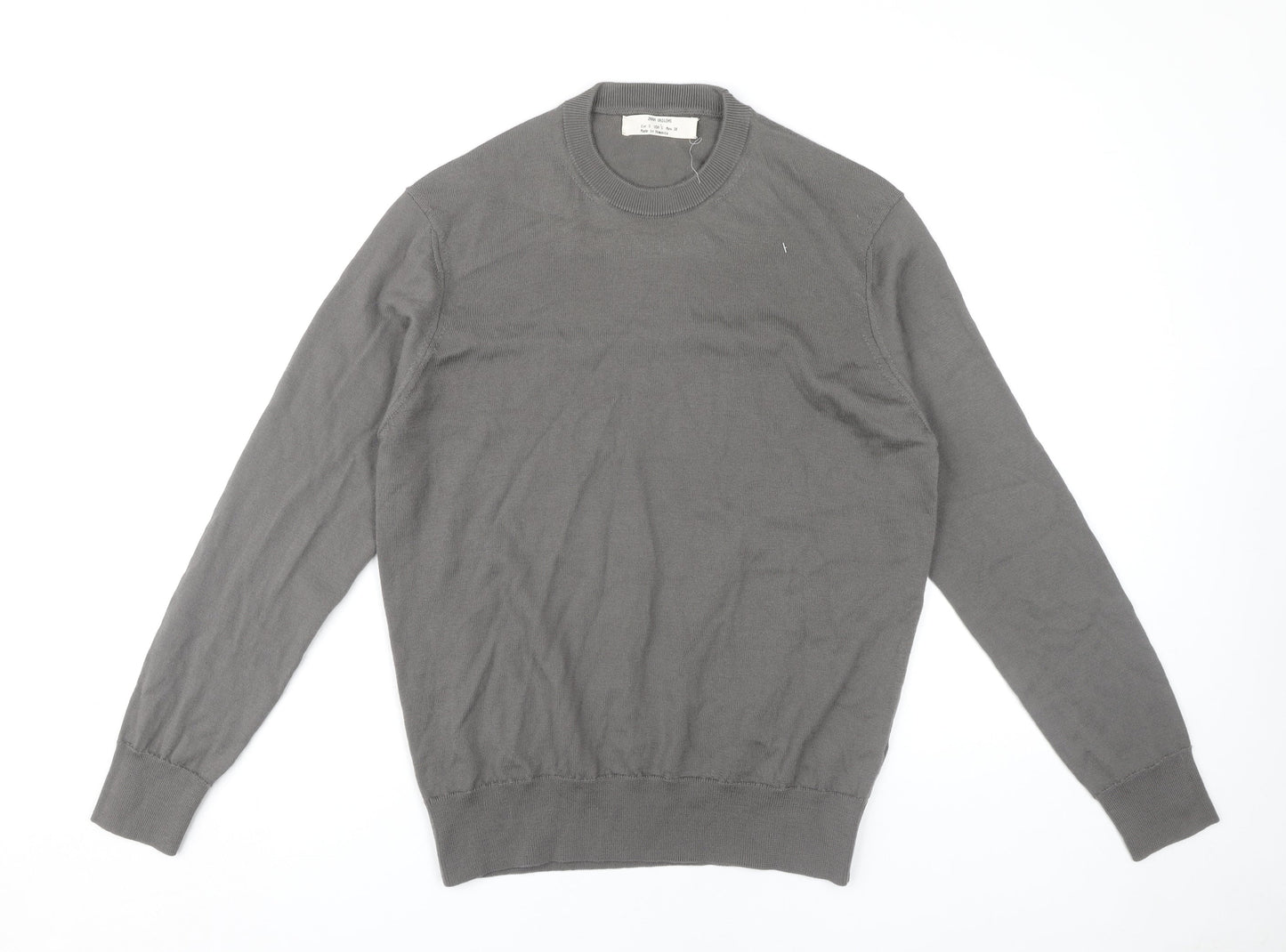 Zara Men's Grey Wool Pullover Jumper, Size S