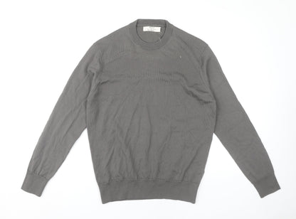 Zara Men's Grey Wool Pullover Jumper, Size S