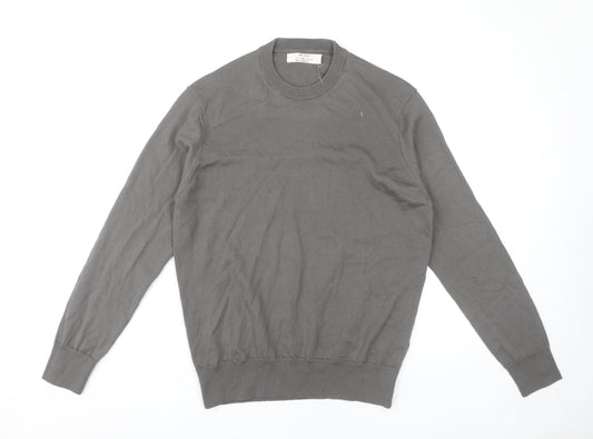 Zara Men's Grey Wool Pullover Jumper, Size S