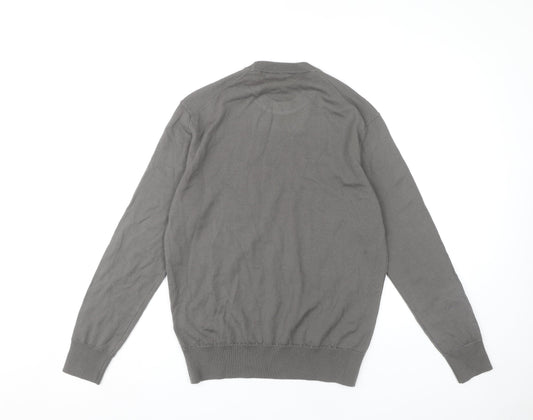 Zara Men's Grey Wool Pullover Jumper, Size S