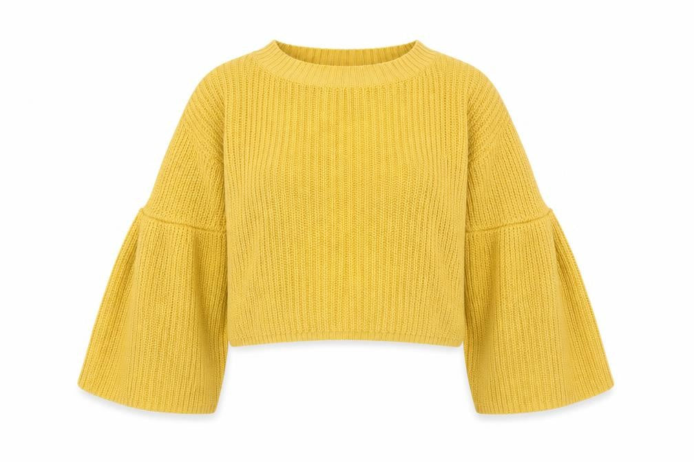 Womens UK Size S/M AX Paris Yellow Pullover Jumper