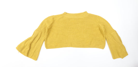 AX Paris Women's Yellow Bell Sleeve Pullover Jumper