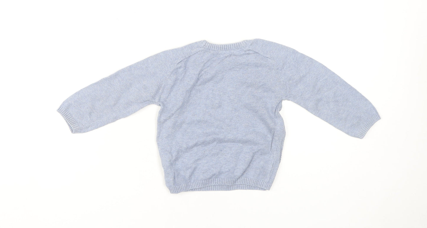 Next Blue Unisex Baby Jumper 12-18 Months Cotton Pullover