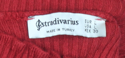 Womens UK Size L Stradivarius Red Pullover Jumper