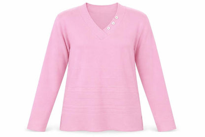 Classics Women's Pink V-Neck Pullover Jumper L
