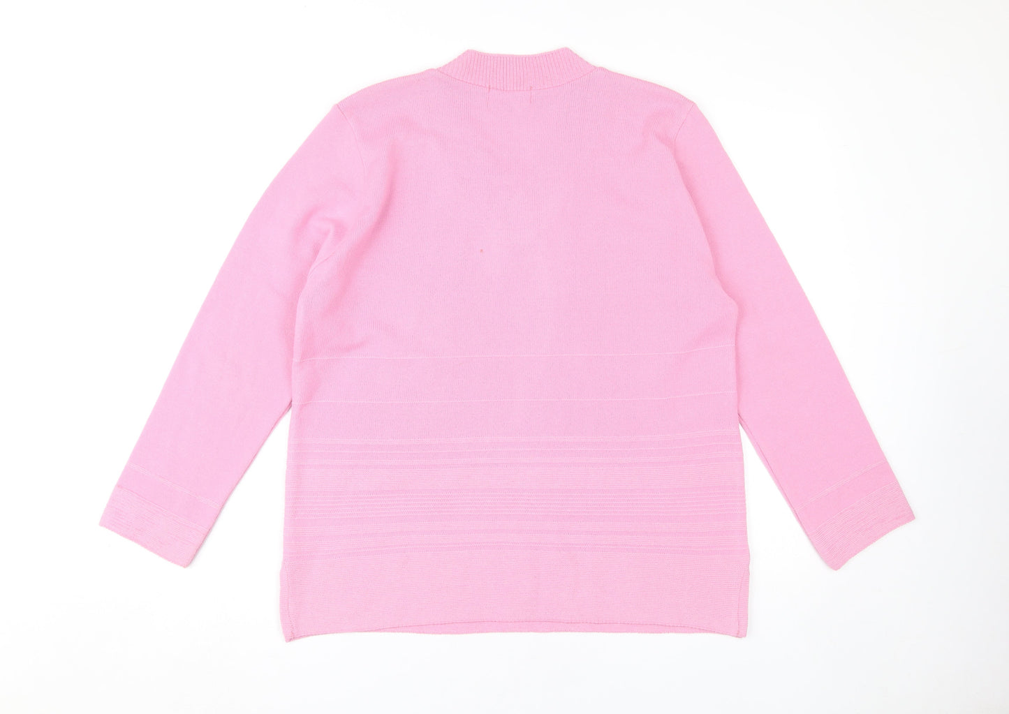 Classic Women's Pink V-Neck Pullover Jumper L