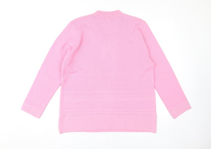 Classic Women's Pink V-Neck Pullover Jumper L