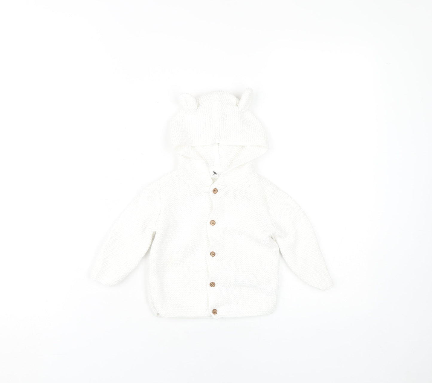 Next Baby Cardigan White Unisex 9-12 Months Hooded Cotton