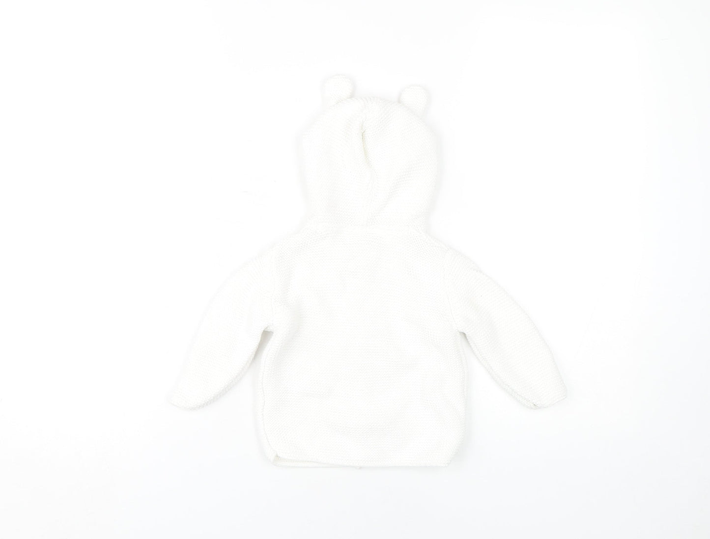 Next Baby Cardigan White Unisex 9-12 Months Hooded Cotton