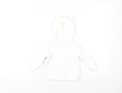 Next Baby Cardigan White Unisex 9-12 Months Hooded Cotton