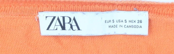 Womens UK Size S Zara Orange Pullover Jumper