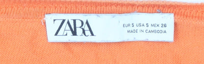 Womens UK Size S Zara Orange Pullover Jumper