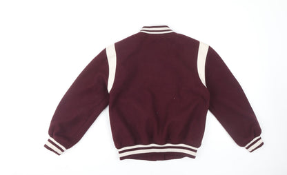 H&M Girls Burgundy Varsity Jacket, Age 9-10